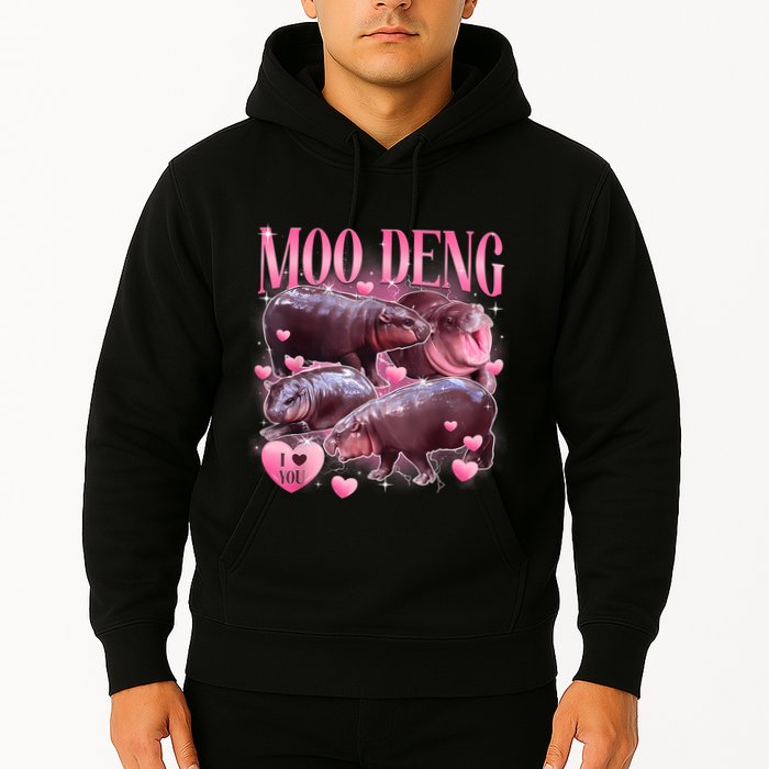 Cute I Love Moo Deng Baby Hippo Moo Deng I Heart Moo Deng Hoodie