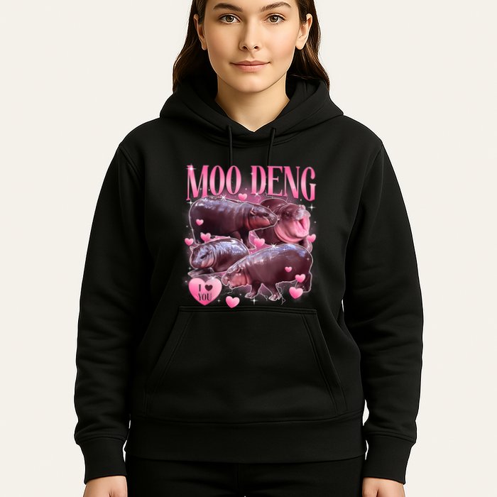 Cute I Love Moo Deng Baby Hippo Moo Deng I Heart Moo Deng Hoodie