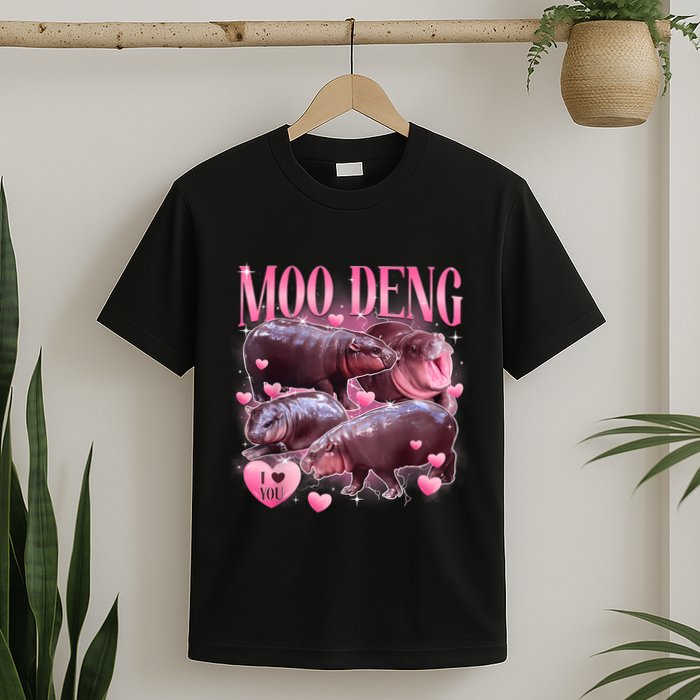 Cute I Love Moo Deng Baby Hippo Moo Deng I Heart Moo Deng T-Shirt