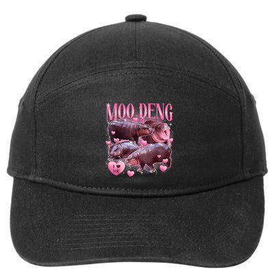 Cute I Love Moo Deng Baby Hippo Moo Deng I Heart Moo Deng 7-Panel Snapback Hat