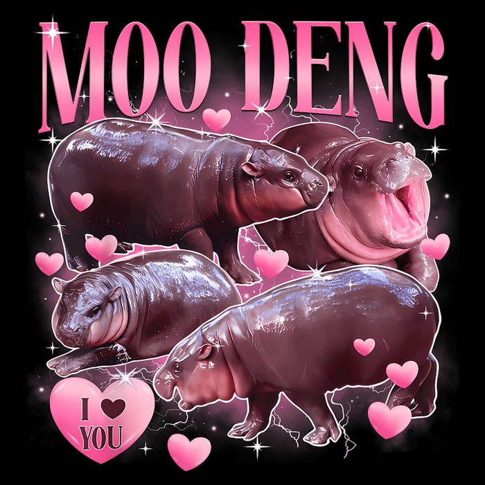 Cute I Love Moo Deng Baby Hippo Moo Deng I Heart Moo Deng Bucket Hat