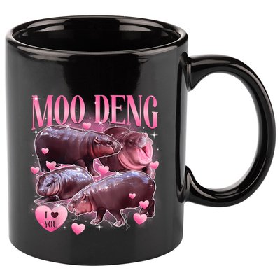 Cute I Love Moo Deng Baby Hippo Moo Deng I Heart Moo Deng 11oz C Handle Ceramic Mug