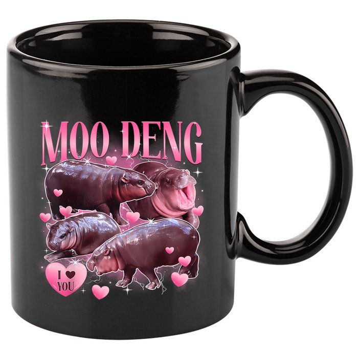 Cute I Love Moo Deng Baby Hippo Moo Deng I Heart Moo Deng 11oz C Handle Ceramic Mug