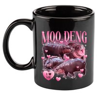 Cute I Love Moo Deng Baby Hippo Moo Deng I Heart Moo Deng 11oz C Handle Ceramic Mug