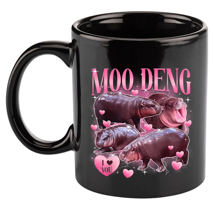 Cute I Love Moo Deng Baby Hippo Moo Deng I Heart Moo Deng 11oz C Handle Ceramic Mug