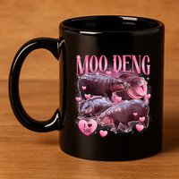 Cute I Love Moo Deng Baby Hippo Moo Deng I Heart Moo Deng 11oz C Handle Ceramic Mug