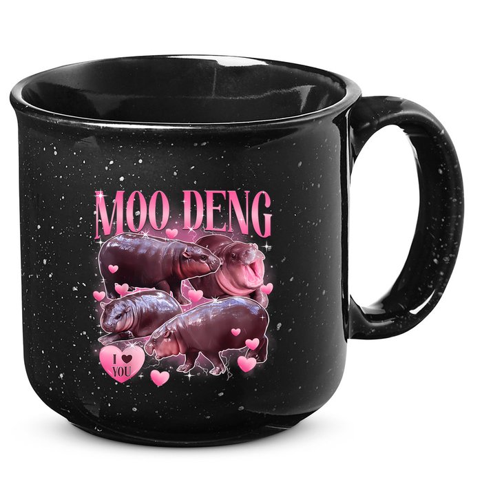 Cute I Love Moo Deng Baby Hippo Moo Deng I Heart Moo Deng 15oz Campfire Ceramic Mug