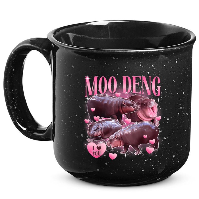 Cute I Love Moo Deng Baby Hippo Moo Deng I Heart Moo Deng 15oz Campfire Ceramic Mug