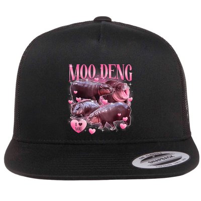 Cute I Love Moo Deng Baby Hippo Moo Deng I Heart Moo Deng Flatbill Hat
