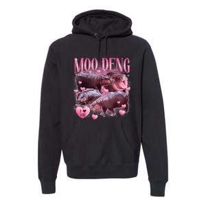 Cute I Love Moo Deng Baby Hippo Moo Deng I Heart Moo Deng Premium Hoodie