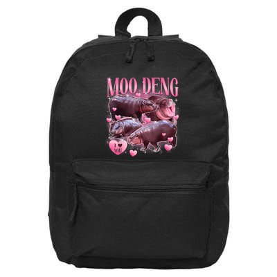 Cute I Love Moo Deng Baby Hippo Moo Deng I Heart Moo Deng 16 in Basic Backpack