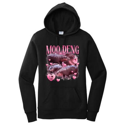 Cute I Love Moo Deng Baby Hippo Moo Deng I Heart Moo Deng Women's Pullover Hoodie