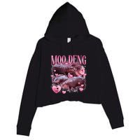 Cute I Love Moo Deng Baby Hippo Moo Deng I Heart Moo Deng Crop Fleece Hoodie