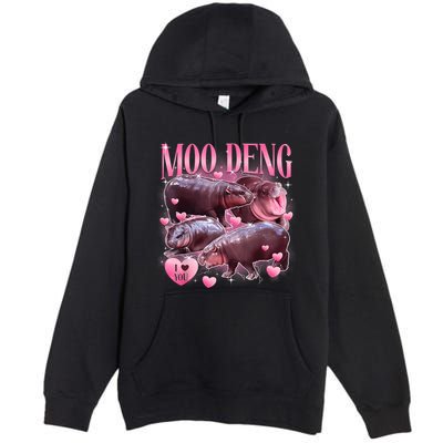 Cute I Love Moo Deng Baby Hippo Moo Deng I Heart Moo Deng Premium Pullover Hoodie