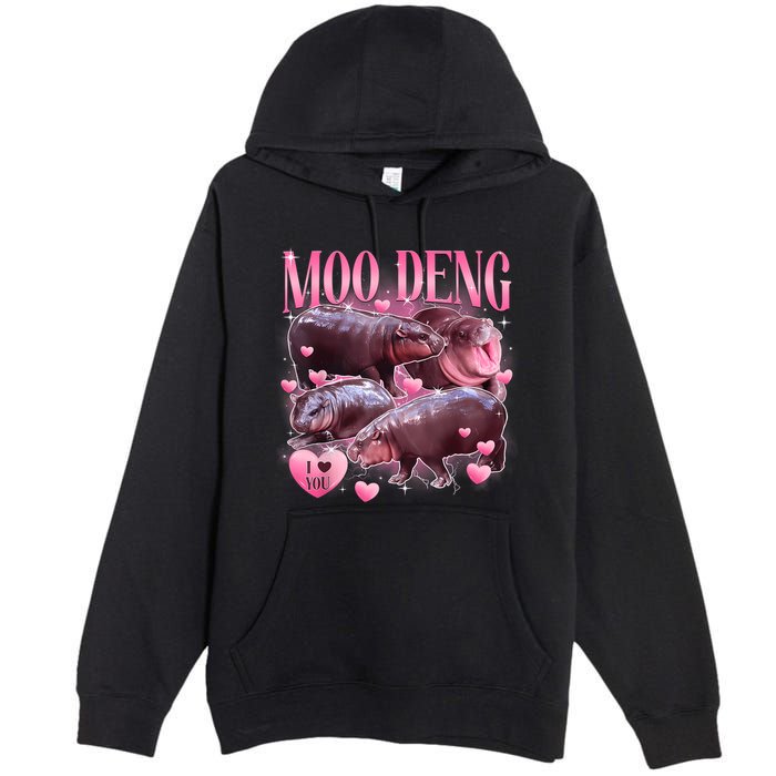 Cute I Love Moo Deng Baby Hippo Moo Deng I Heart Moo Deng Premium Pullover Hoodie