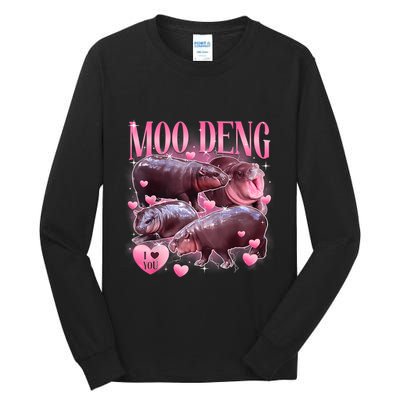 Cute I Love Moo Deng Baby Hippo Moo Deng I Heart Moo Deng Tall Long Sleeve T-Shirt