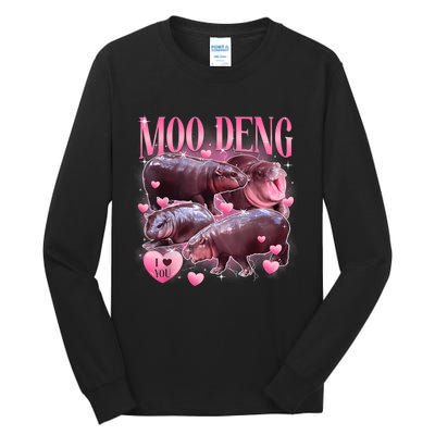 Cute I Love Moo Deng Baby Hippo Moo Deng I Heart Moo Deng Tall Long Sleeve T-Shirt