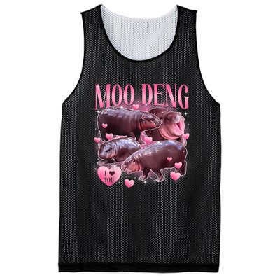 Cute I Love Moo Deng Baby Hippo Moo Deng I Heart Moo Deng Mesh Reversible Basketball Jersey Tank