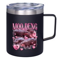 Cute I Love Moo Deng Baby Hippo Moo Deng I Heart Moo Deng 12oz Stainless Steel Coffee Mug