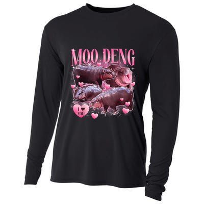 Cute I Love Moo Deng Baby Hippo Moo Deng I Heart Moo Deng Cooling Performance Long Sleeve Crew