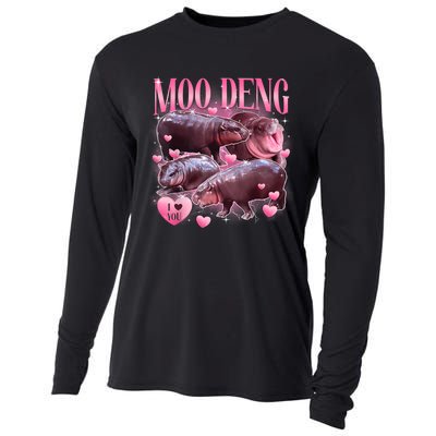 Cute I Love Moo Deng Baby Hippo Moo Deng I Heart Moo Deng Cooling Performance Long Sleeve Crew