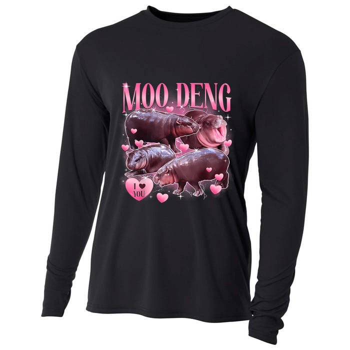 Cute I Love Moo Deng Baby Hippo Moo Deng I Heart Moo Deng Cooling Performance Long Sleeve Crew