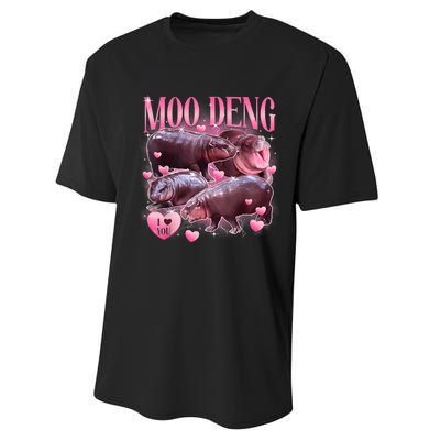 Cute I Love Moo Deng Baby Hippo Moo Deng I Heart Moo Deng Performance Sprint T-Shirt