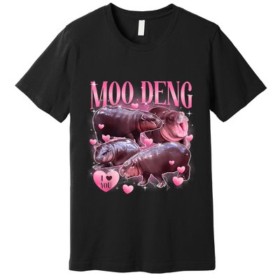 Cute I Love Moo Deng Baby Hippo Moo Deng I Heart Moo Deng Premium T-Shirt