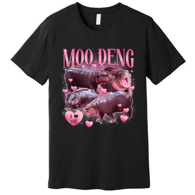 Cute I Love Moo Deng Baby Hippo Moo Deng I Heart Moo Deng Premium T-Shirt