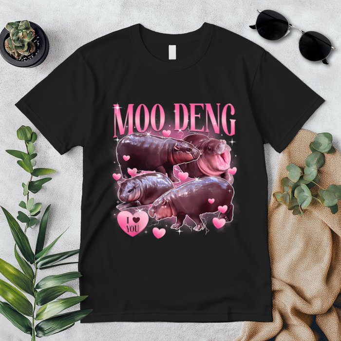 Cute I Love Moo Deng Baby Hippo Moo Deng I Heart Moo Deng Premium T-Shirt