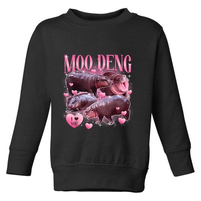 Cute I Love Moo Deng Baby Hippo Moo Deng I Heart Moo Deng Toddler Sweatshirt