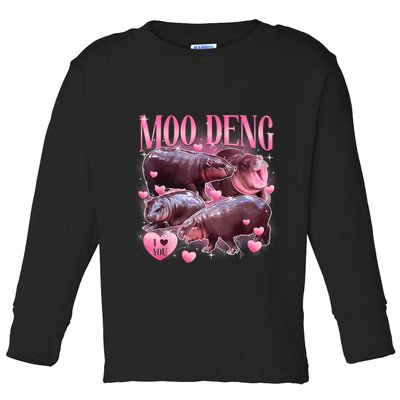 Cute I Love Moo Deng Baby Hippo Moo Deng I Heart Moo Deng Toddler Long Sleeve Shirt