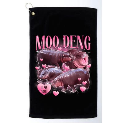 Cute I Love Moo Deng Baby Hippo Moo Deng I Heart Moo Deng Golf Towel