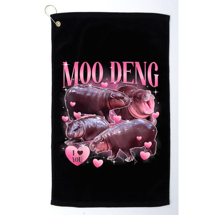 Cute I Love Moo Deng Baby Hippo Moo Deng I Heart Moo Deng Golf Towel