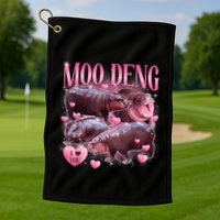 Cute I Love Moo Deng Baby Hippo Moo Deng I Heart Moo Deng Golf Towel