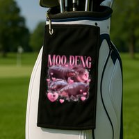 Cute I Love Moo Deng Baby Hippo Moo Deng I Heart Moo Deng Golf Towel