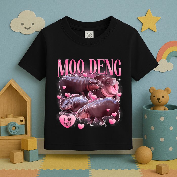 Cute I Love Moo Deng Baby Hippo Moo Deng I Heart Moo Deng Toddler T-Shirt