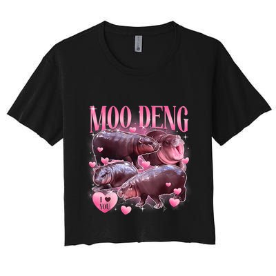 Cute I Love Moo Deng Baby Hippo Moo Deng I Heart Moo Deng Crop Top