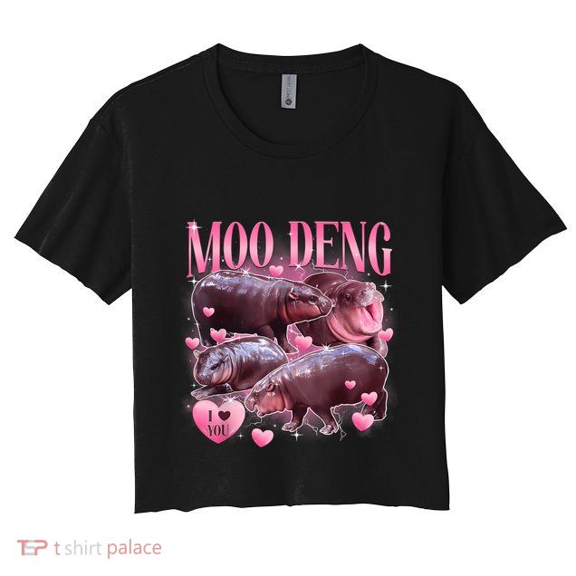 Cute I Love Moo Deng Baby Hippo Moo Deng I Heart Moo Deng Crop Top