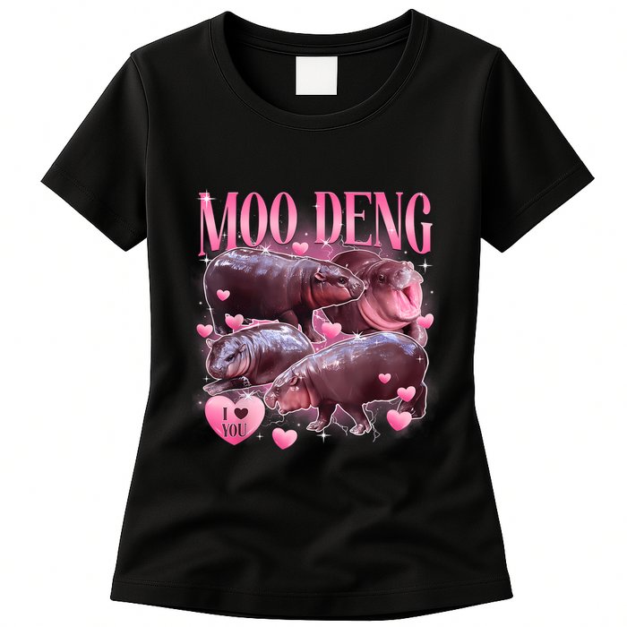 Cute I Love Moo Deng Baby Hippo Moo Deng I Heart Moo Deng Womens T-Shirt