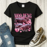 Cute I Love Moo Deng Baby Hippo Moo Deng I Heart Moo Deng Womens T-Shirt