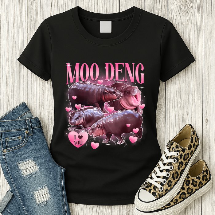 Cute I Love Moo Deng Baby Hippo Moo Deng I Heart Moo Deng Womens T-Shirt