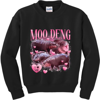 Cute I Love Moo Deng Baby Hippo Moo Deng I Heart Moo Deng Kids Sweatshirt