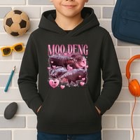 Cute I Love Moo Deng Baby Hippo Moo Deng I Heart Moo Deng Kids Hoodie