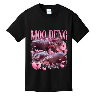 Cute I Love Moo Deng Baby Hippo Moo Deng I Heart Moo Deng Kids T-Shirt