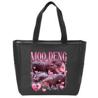 Cute I Love Moo Deng Baby Hippo Moo Deng I Heart Moo Deng Zip Tote Bag