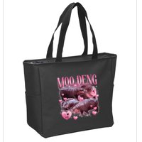 Cute I Love Moo Deng Baby Hippo Moo Deng I Heart Moo Deng Zip Tote Bag