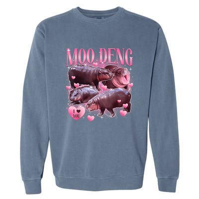 Cute I Love Moo Deng Baby Hippo Moo Deng I Heart Moo Deng Garment-Dyed Sweatshirt