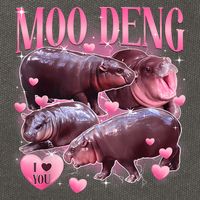 Cute I Love Moo Deng Baby Hippo Moo Deng I Heart Moo Deng Cotton Canvas Backpack