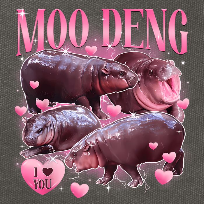 Cute I Love Moo Deng Baby Hippo Moo Deng I Heart Moo Deng Cotton Canvas Backpack